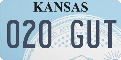 KS license plate 020GUT