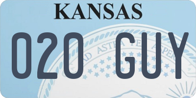 KS license plate 020GUY