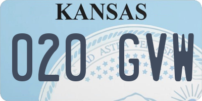 KS license plate 020GVW