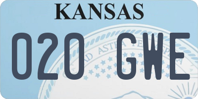 KS license plate 020GWE