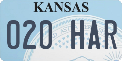 KS license plate 020HAR
