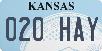 KS license plate 020HAY