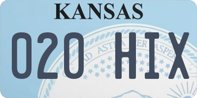 KS license plate 020HIX
