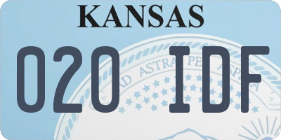 KS license plate 020IDF