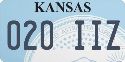 KS license plate 020IIZ