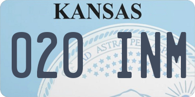 KS license plate 020INM