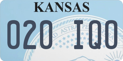 KS license plate 020IQO
