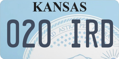 KS license plate 020IRD