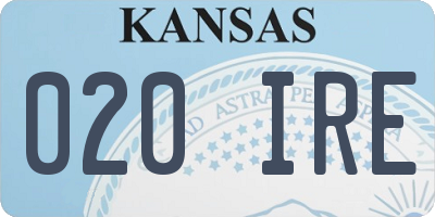 KS license plate 020IRE