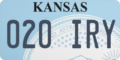 KS license plate 020IRY