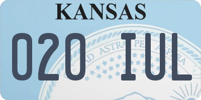 KS license plate 020IUL