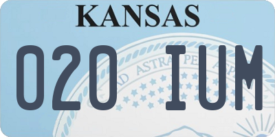 KS license plate 020IUM