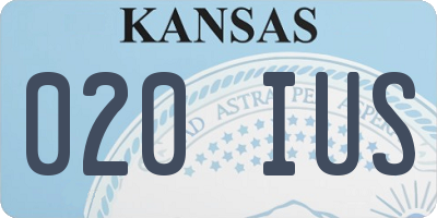 KS license plate 020IUS