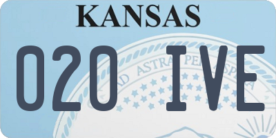 KS license plate 020IVE