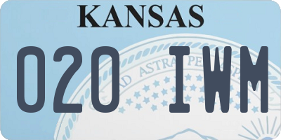 KS license plate 020IWM