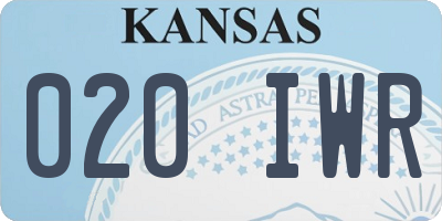 KS license plate 020IWR