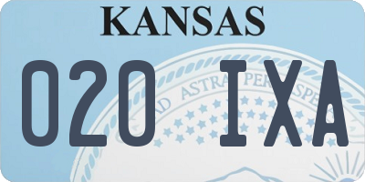 KS license plate 020IXA