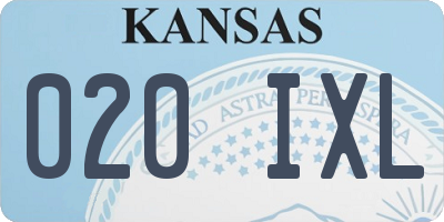 KS license plate 020IXL
