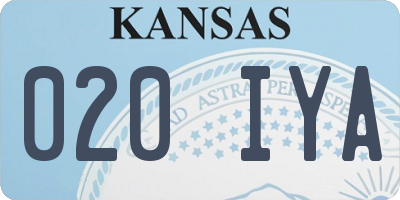 KS license plate 020IYA