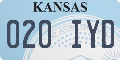 KS license plate 020IYD