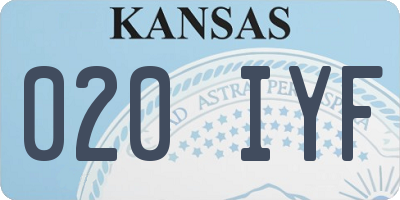 KS license plate 020IYF