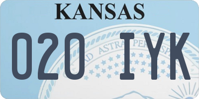 KS license plate 020IYK