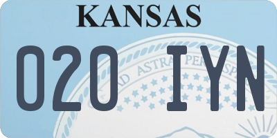 KS license plate 020IYN
