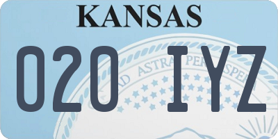 KS license plate 020IYZ