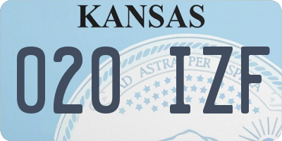 KS license plate 020IZF