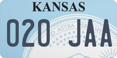 KS license plate 020JAA