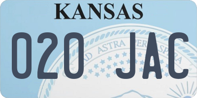 KS license plate 020JAC