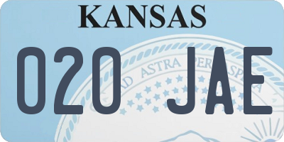 KS license plate 020JAE