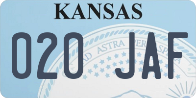KS license plate 020JAF