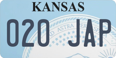 KS license plate 020JAP