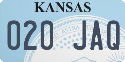 KS license plate 020JAQ