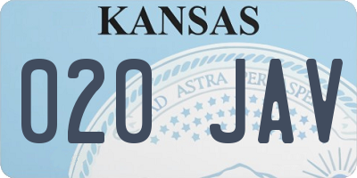 KS license plate 020JAV