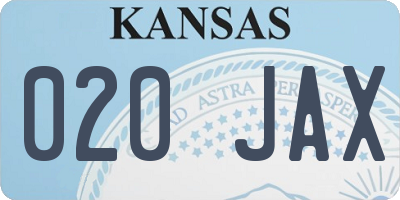 KS license plate 020JAX