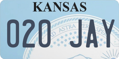 KS license plate 020JAY