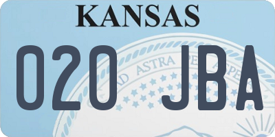KS license plate 020JBA