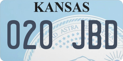 KS license plate 020JBD