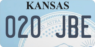 KS license plate 020JBE