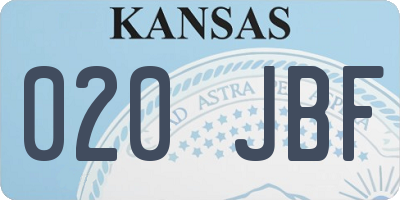 KS license plate 020JBF