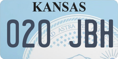 KS license plate 020JBH