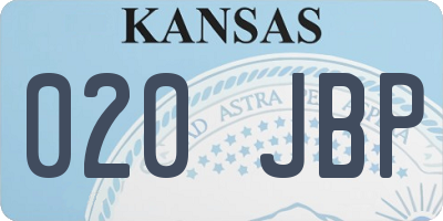 KS license plate 020JBP