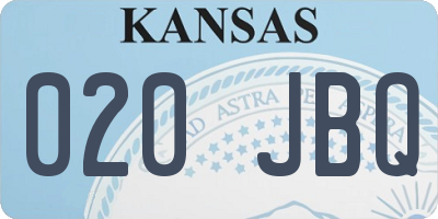 KS license plate 020JBQ