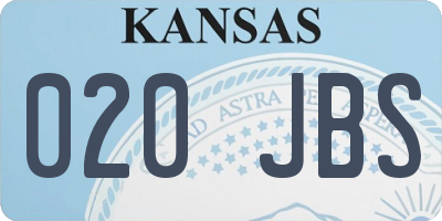 KS license plate 020JBS