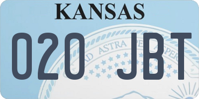 KS license plate 020JBT