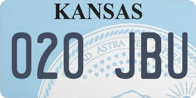 KS license plate 020JBU