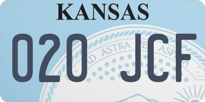 KS license plate 020JCF