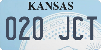 KS license plate 020JCT